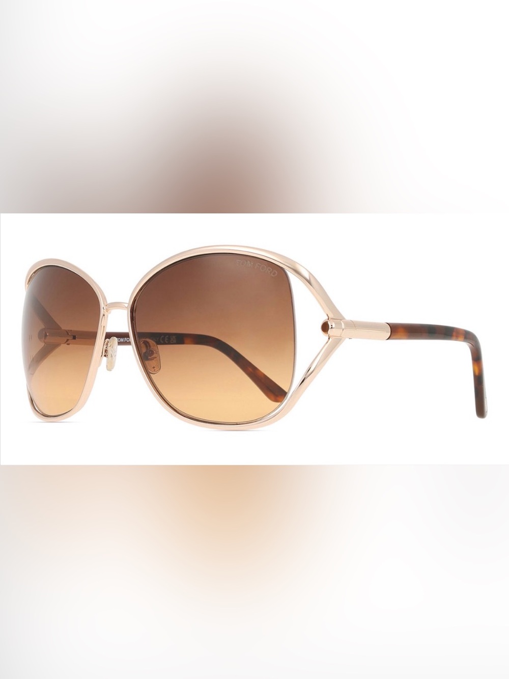 New Tom Ford Goldie Shiny Rose Gold Oversized Square Sunglasses